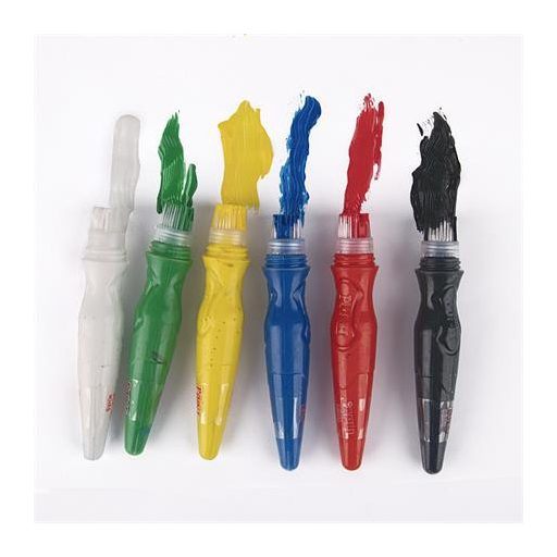 Tempera készlet, ecsetvégű tubusban, APLI Kids "Paint&Fun", 6 különböző szín