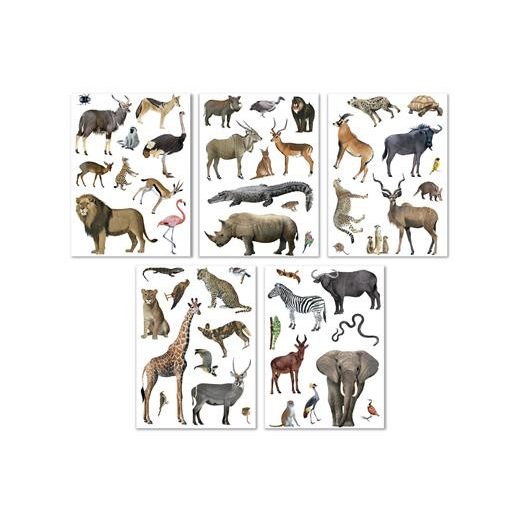 Matrica, újra felhasználható, 50 db, APLI Kids "Stickers", szavanna állatai