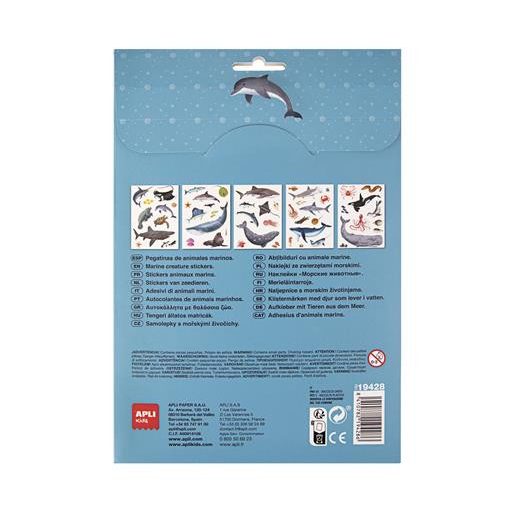Matrica, újra felhasználható, 50 db, APLI Kids "Stickers", tengeri állatok