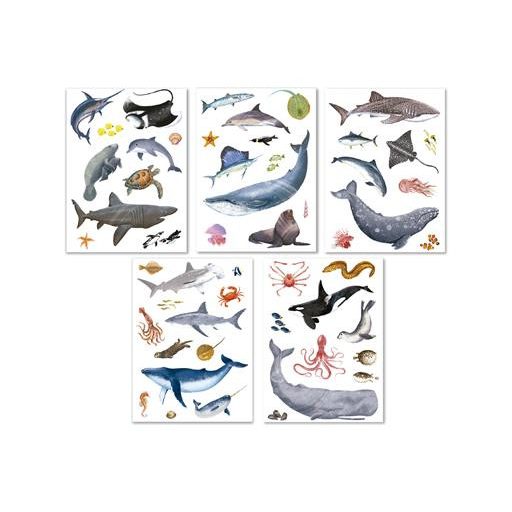 Matrica, újra felhasználható, 50 db, APLI Kids "Stickers", tengeri állatok