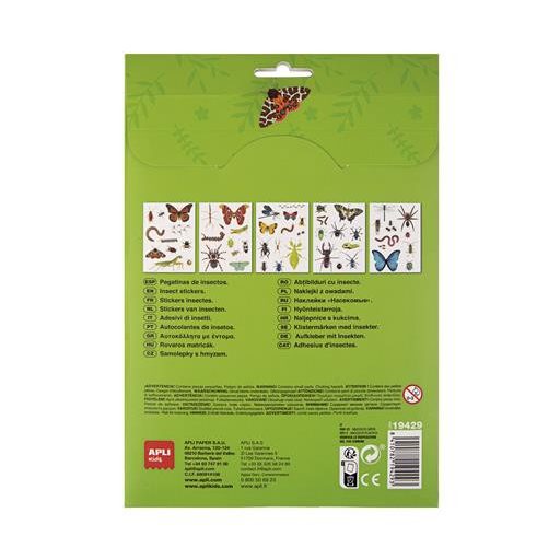 Matrica, újra felhasználható, 50 db, APLI Kids "Stickers", rovarok