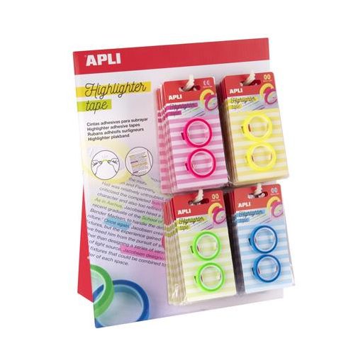 Szövegkiemelő szalag display, 32 db, APLI, különböző színekben