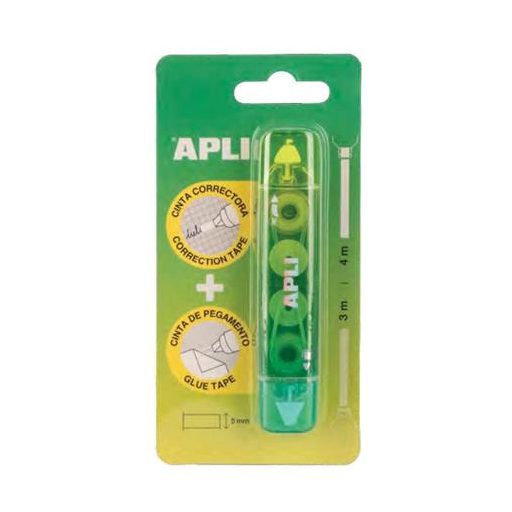 Hibajavító- és ragasztóroller, 2in1, 5 mm x 4-3 m,  APLI , vegyes színek
