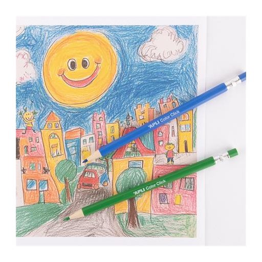 Színes töltőceruza készlet, ceruzatartóban, APLI "Color Click", 12 különböző szín
