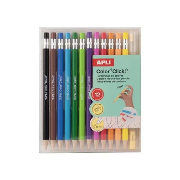 Színes töltőceruza készlet, APLI "Color Click", 12 különböző szín Színes töltőceruza készlet, APLI "Color Click", 12 különböző szín