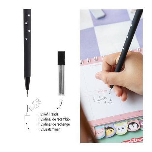 Nyomósirón, grafitbéllel, 0,5 mm, 2B, APLI "Back2Fun", nyuszi