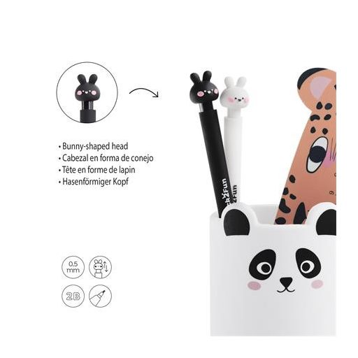 Nyomósirón, grafitbéllel, 0,5 mm, 2B, APLI "Back2Fun", nyuszi