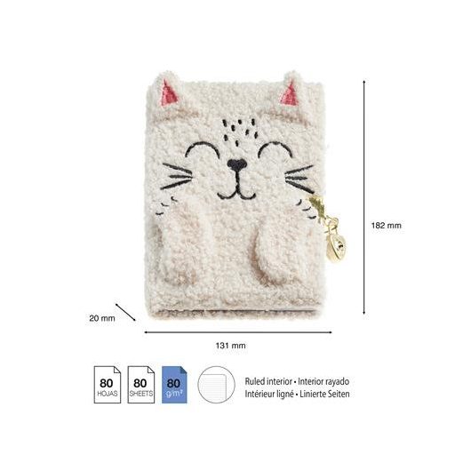 Cicás szőrmés napló lakattal, APLI Back2Fun