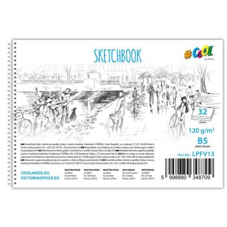   Vázlatfüzet, famentes, B5, spirál, 32 lap, COOL BY VICTORIA