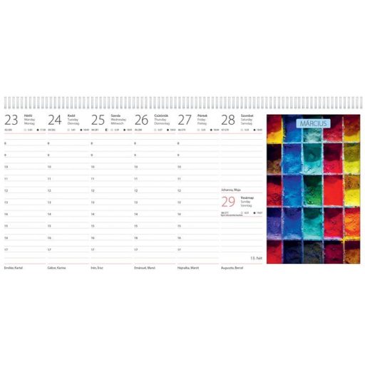 Naptár, asztali, álló, DAYLINER "Színek világa"
