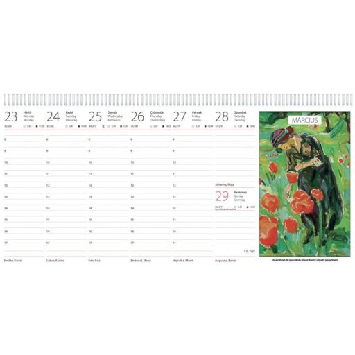 Naptár, asztali, álló, DAYLINER "Művészet világa"