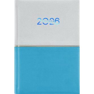   Naptár, tervező, A5, napi, DAYLINER "Contrast", fehér-világoskék
