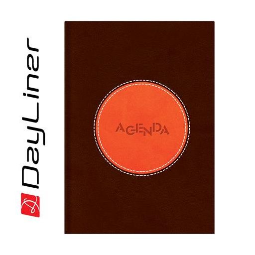 Naptár, tervező, A5, napi, DAYLINER "Central", barna-narancs