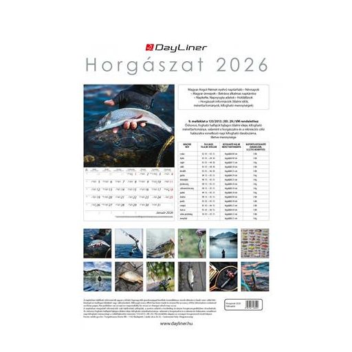 Naptár, fali, DAYLINER, "Horgász"
