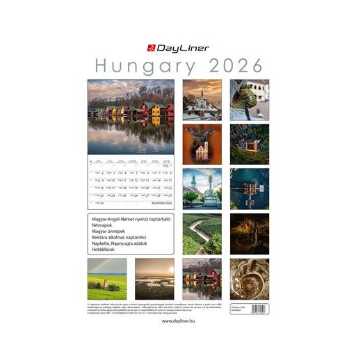 Naptár, fali, DAYLINER, "Hungary"