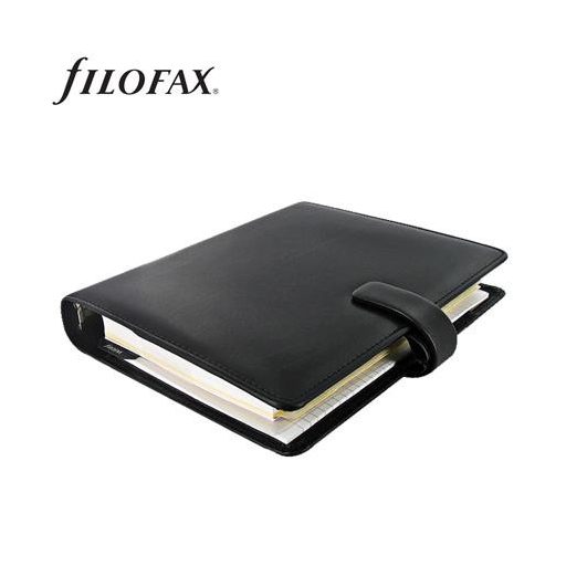 Kalendárium, gyűrűs, betétlapokkal, A5, FILOFAX "Metropol", fekete