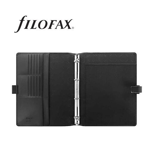 Kalendárium, gyűrűs, betétlapokkal, A5, FILOFAX "Metropol", fekete