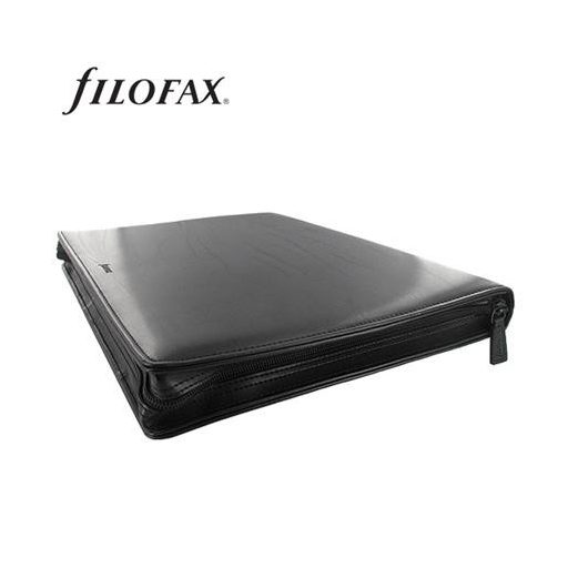Kalendárium, gyűrűs, betétlapokkal, A5, FILOFAX "Metropol", cipzárral fekete