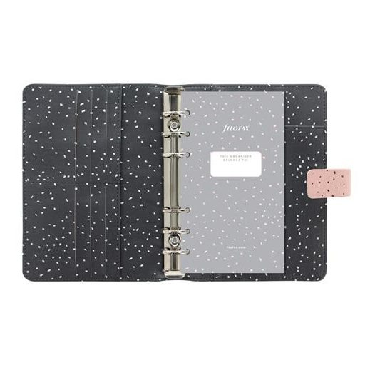 Kalendárium, gyűrűs, betétlapokkal, personal méret, FILOFAX, "Confetti", rózsakvarc