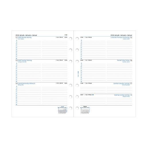 Kalendárium betét, tervező, Filofaxhoz, A5, heti, 1 hét/2 oldal, 2026