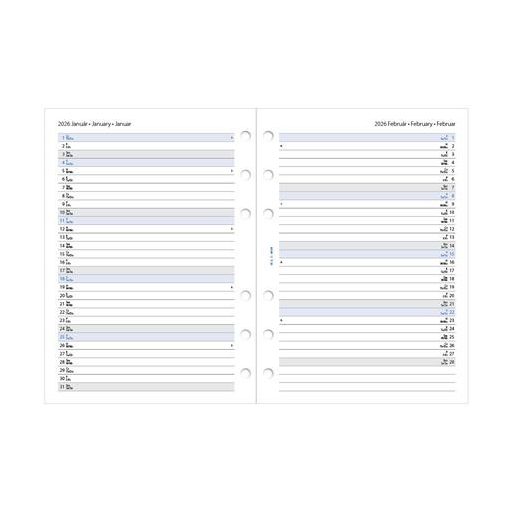 Kalendárium betét, tervező, Filofaxhoz, A5, heti, 1 hét/2 oldal, 2026