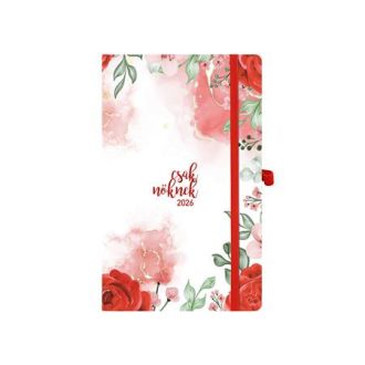   Naptár, tervező, A5, heti, TOPTIMER, "Csak Nőknek", piros virág