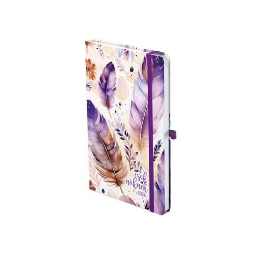 Naptár, tervező, A5, heti, TOPTIMER, "Csak Nőknek", lila toll