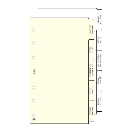 Kalendárium betét, elválasztólap, "M", SATURNUS, chamois