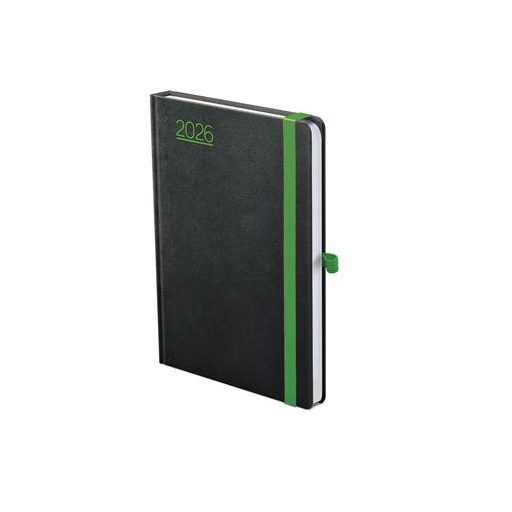 Naptár, tervező, B6, heti, TOPTIMER, "Nero", fekete-zöld
