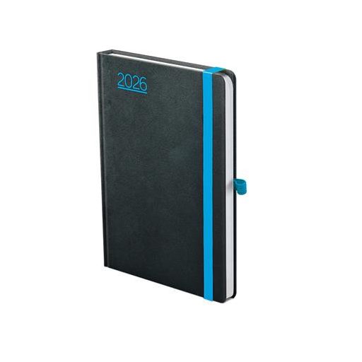Naptár, tervező, A5, napi, TOPTIMER, "Nero", fekete-kék