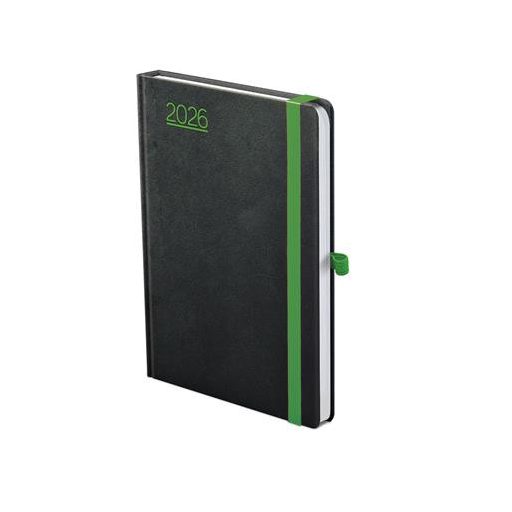 Naptár, tervező, A5, napi, TOPTIMER, "Nero", fekete-zöld