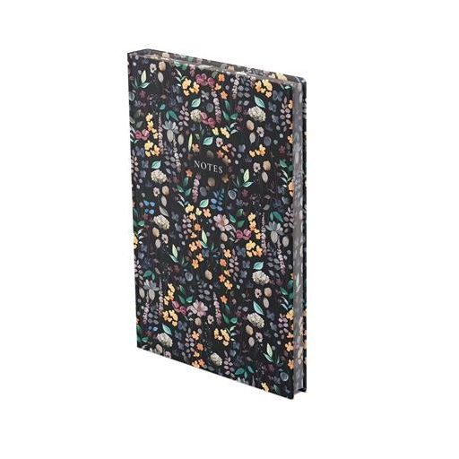Jegyzetfüzet, A5, vonalas, 96 lap, TOPTIMER "Notes", fekete virágos