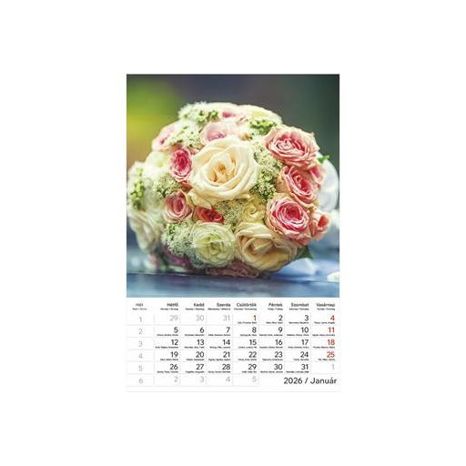 Naptár, fali, TOPTIMER "Virágcsokrok"