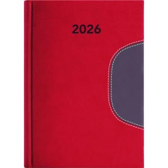   Naptár, tervező, A5, napi, DAYLINER "Memphis", piros-szürke