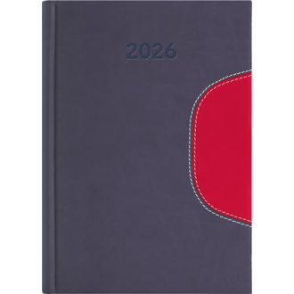   Naptár, tervező, A5, napi, DAYLINER "Memphis", szürke-piros