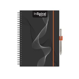   Naptár, tervező, A5, heti, DAYLINER, "InSpiral", fekete-narancs