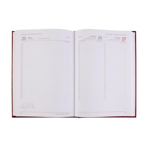 Naptár, tervező, A5, napi, VICTORIA OFFICE "Chrono", piros (2026 évi)