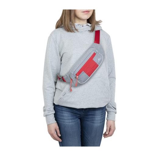 Övtáska, RIVACASE "5215 Mercantour", szürke-piros