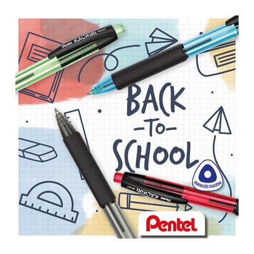 Golyóstoll, 0,35 mm, nyomógombos, PENTEL "Kachiri BK457", zöld