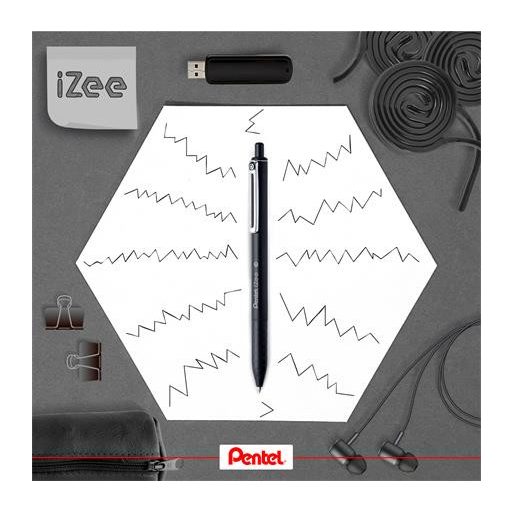 Golyóstoll, 0,35 mm, nyomógombos, PENTEL "iZee", fekete