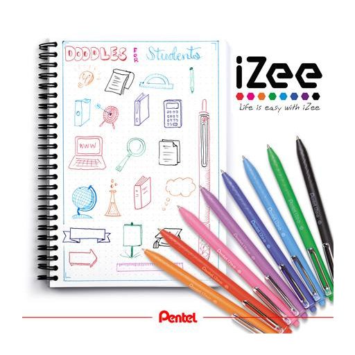 Golyóstoll, 0,35 mm, nyomógombos, PENTEL "iZee", fekete