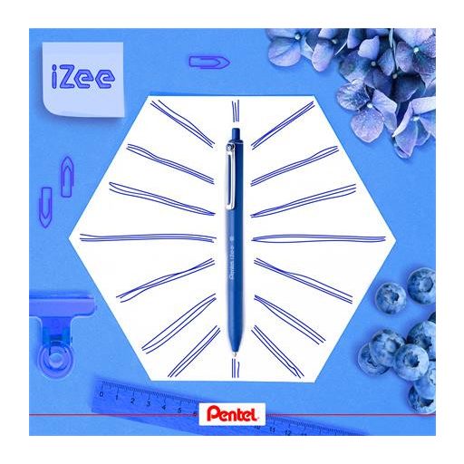 Golyóstoll, 0,35 mm, nyomógombos, PENTEL "iZee", kék