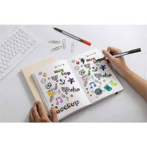 Tűfilc készlet, 0,4 mm, PENTEL "Pointliner", 12 különböző szín