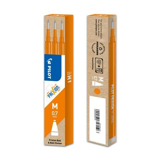 Rollertoll betét, 0,35 mm, törölhető, PILOT "Frixion Ball/Clicker", narancssárga