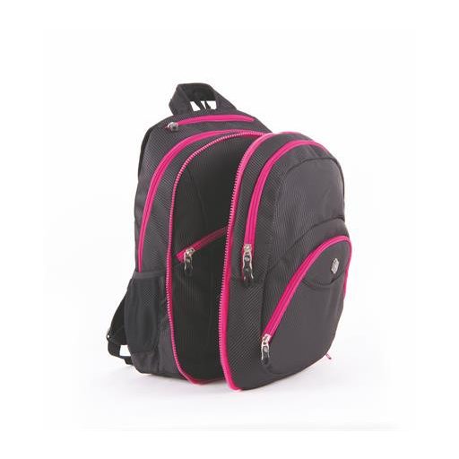 Hátizsák, 2in1, notebook tartóval és audió csatlakozóval, PULSE "Teens", pink-fekete