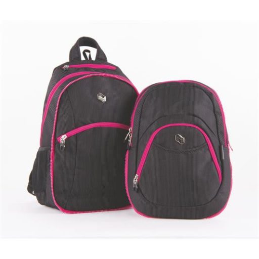 Hátizsák, 2in1, notebook tartóval és audió csatlakozóval, PULSE "Teens", pink-fekete