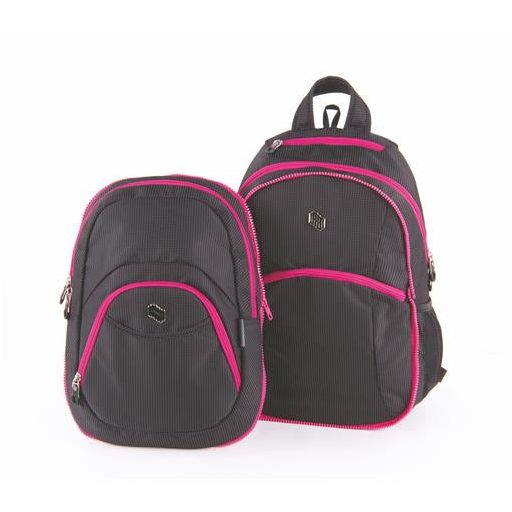 Hátizsák, 2in1, notebook tartóval és audió csatlakozóval, PULSE "Teens", pink-fekete