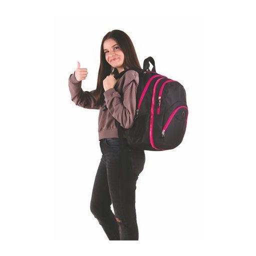Hátizsák, 2in1, notebook tartóval és audió csatlakozóval, PULSE "Teens", pink-fekete