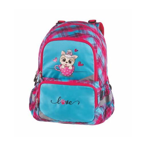 Hátizsák, anatómiai, PULSE "Anatomic Kitty Love", világoskék-rózsaszín