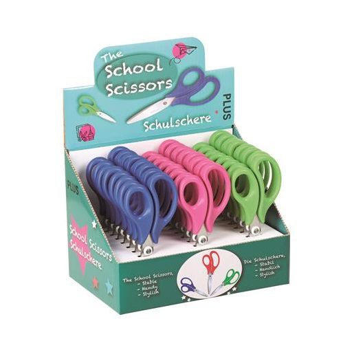 Olló display, iskolai, 14,5 cm, PLUS "Fitcut Smart", 3 különböző szín